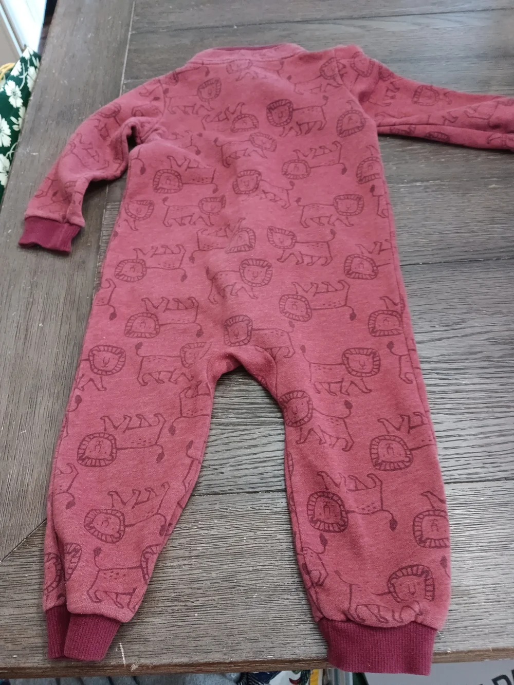 Boys Size 24 Month, Carter's Dusty Rose Zip One-Piece with Lion Print